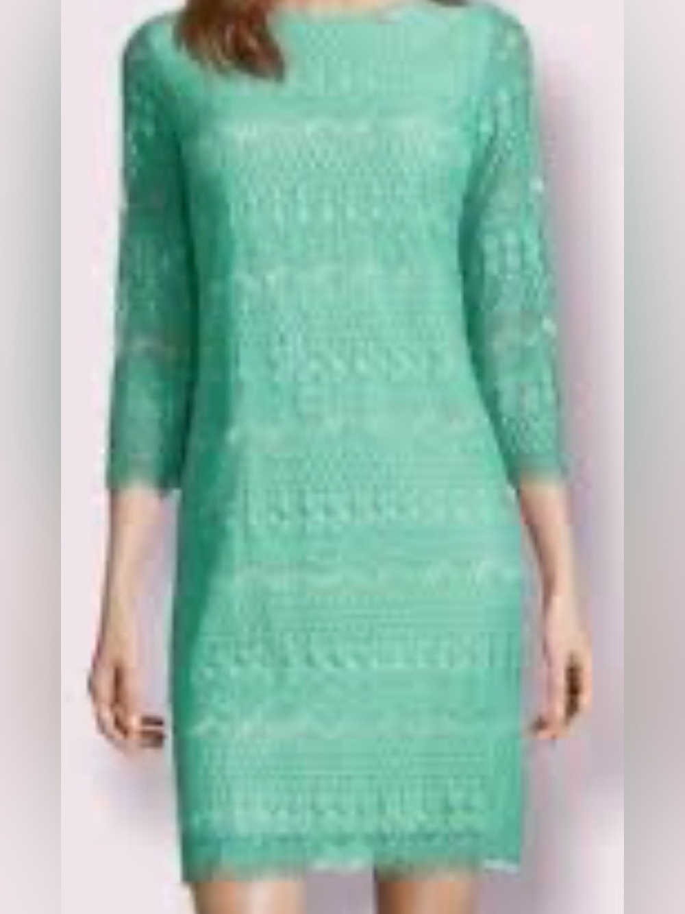 JESSICA HOWARD size 12P, Green Lace Sheath Dress - 3/4 Sleeve